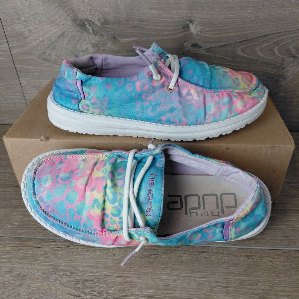 Hey Dude Shoes Womens 4 Y3 Wendy Tie Dye Slip On Casual Loafers Sneakers Beach